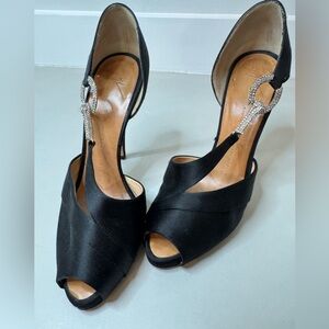 Giuseppe Zanotti Satin Crystal Embellished Heels - Size 8 | Elegant and Stunning